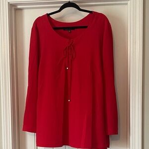 Chic Red Lace-Up Women's Blouse